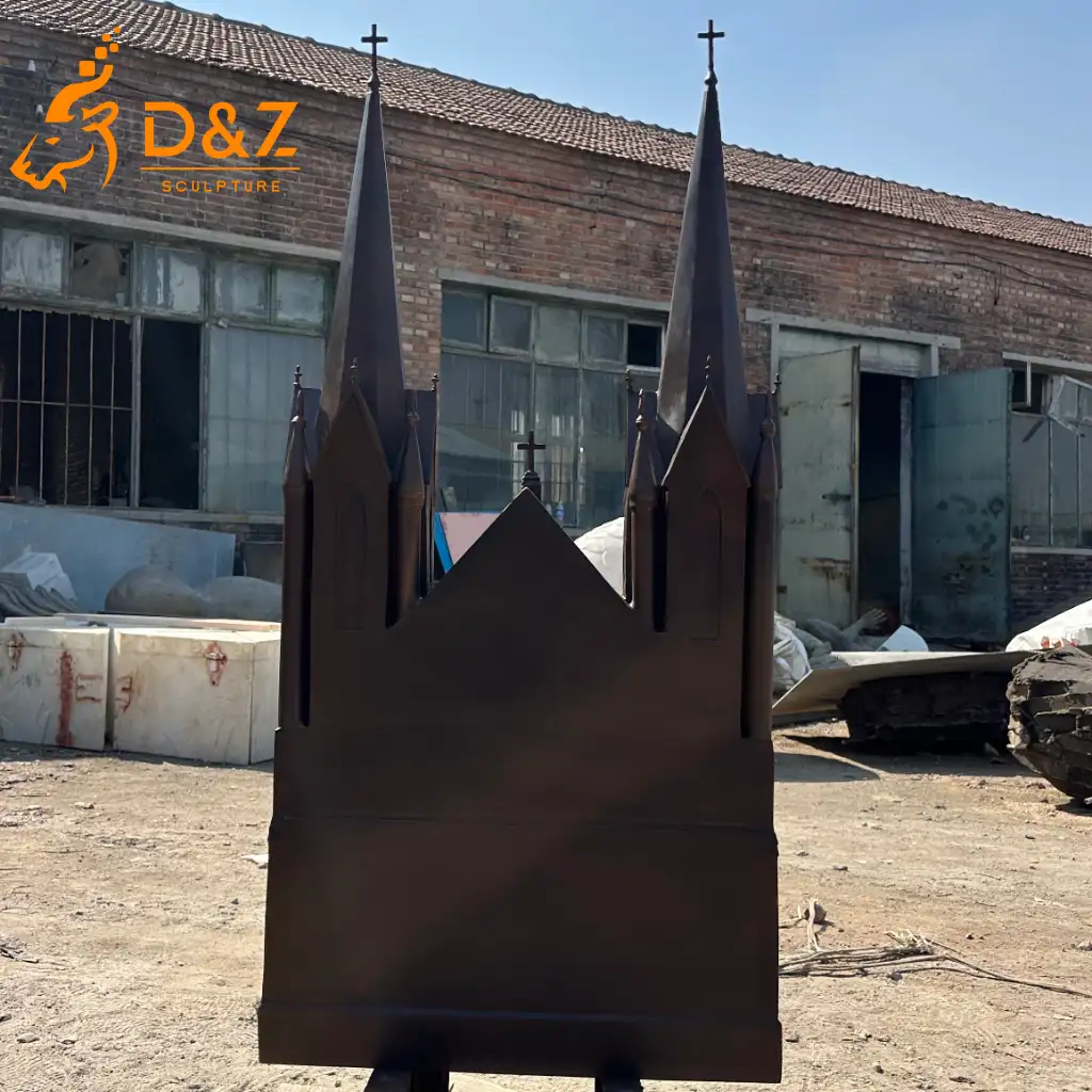 Gothic Cathedral Sculpture Bronze Church Garden Decor Art DZN592-4 Gothic Cathedral Sculpture Bronze Church Garden Decor Art DZN592-4