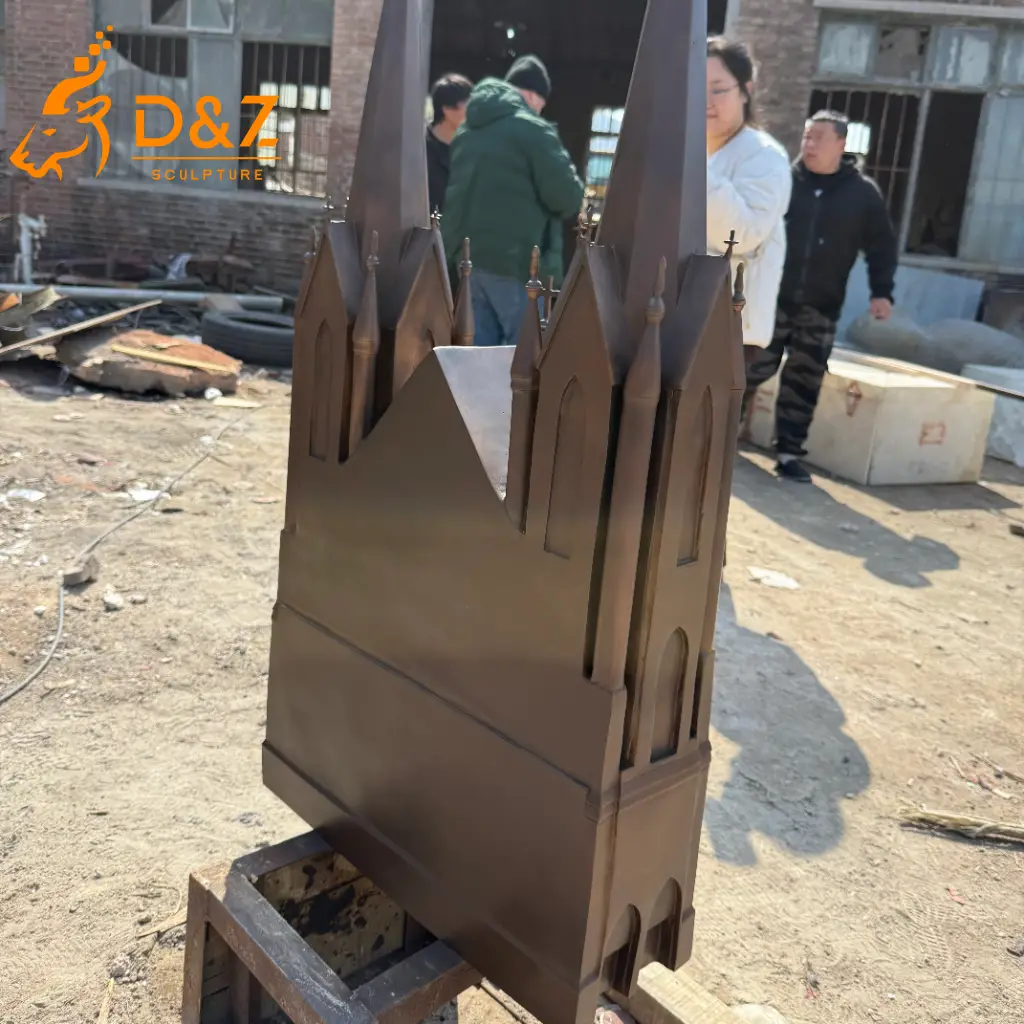 Gothic Cathedral Sculpture Bronze Church Garden Decor Art DZN592-6 Gothic Cathedral Sculpture Bronze Church Garden Decor Art DZN592-6