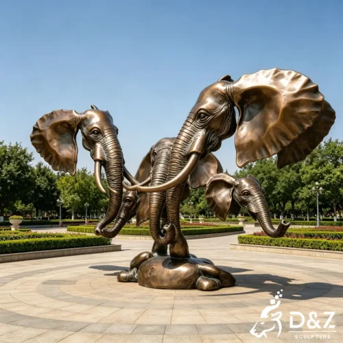 Bronze Surreal Multi Elephant Head Statue for Public Art DZN585-1