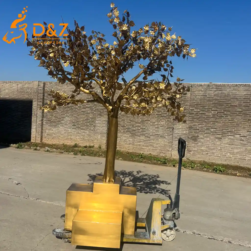 Large Modern Metal Gold Tree Sculpture Outdoor Garden Decor DZN594-1 Large Modern Metal Gold Tree Sculpture Outdoor Garden Decor DZN594-1
