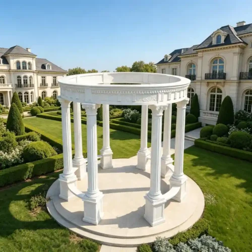 White Marble Column European Style Round Gazebo with Seating DZN633-1