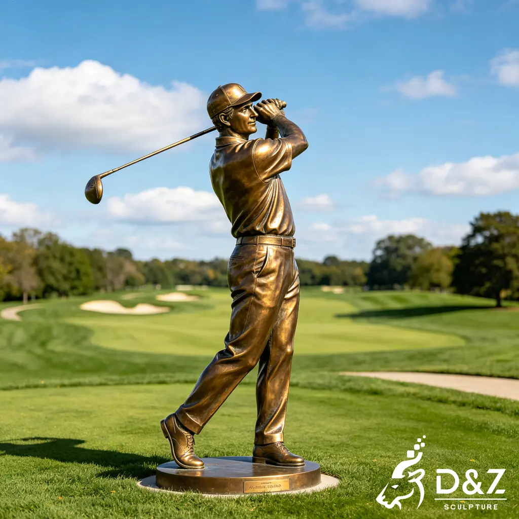 Bronze Golfer Statue Large Outdoor Golf Course Landmark DZN586-3-bronze golfer statue​