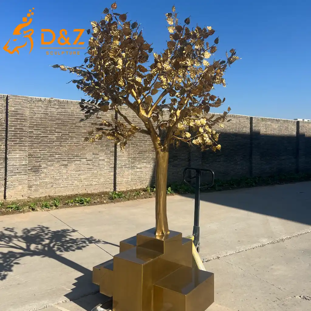 Large Modern Metal Gold Tree Sculpture Outdoor Garden Decor DZN594-3 Large Modern Metal Gold Tree Sculpture Outdoor Garden Decor DZN594-3