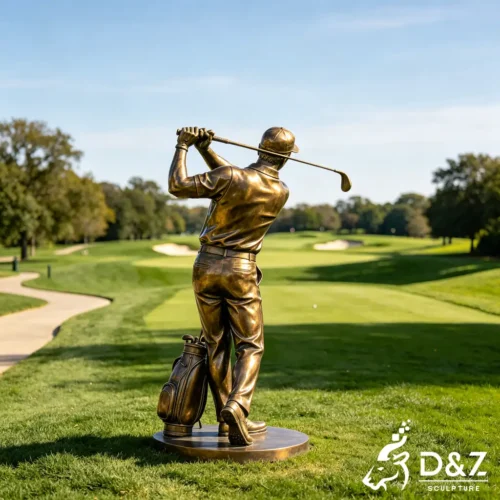 Bronze Golfer Statue Large Outdoor Golf Course Landmark DZN586-4