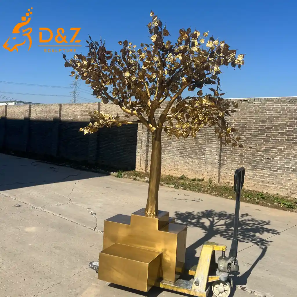 Large Modern Metal Gold Tree Sculpture Outdoor Garden Decor DZN594-4 Large Modern Metal Gold Tree Sculpture Outdoor Garden Decor DZN594-4