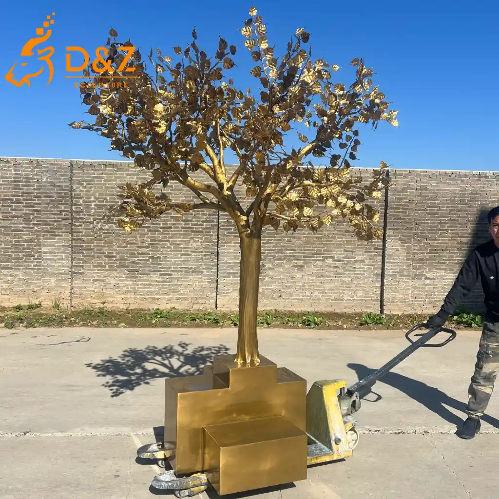Large Modern Metal Gold Tree Sculpture Outdoor Garden Decor DZN594-5 Large Modern Metal Gold Tree Sculpture Outdoor Garden Decor DZN594-5