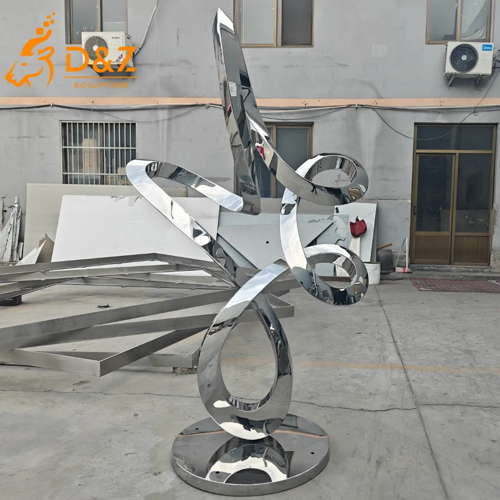 Abstract Garden Sculpture Modern Decorative Twisted Ribbon DZN595-1