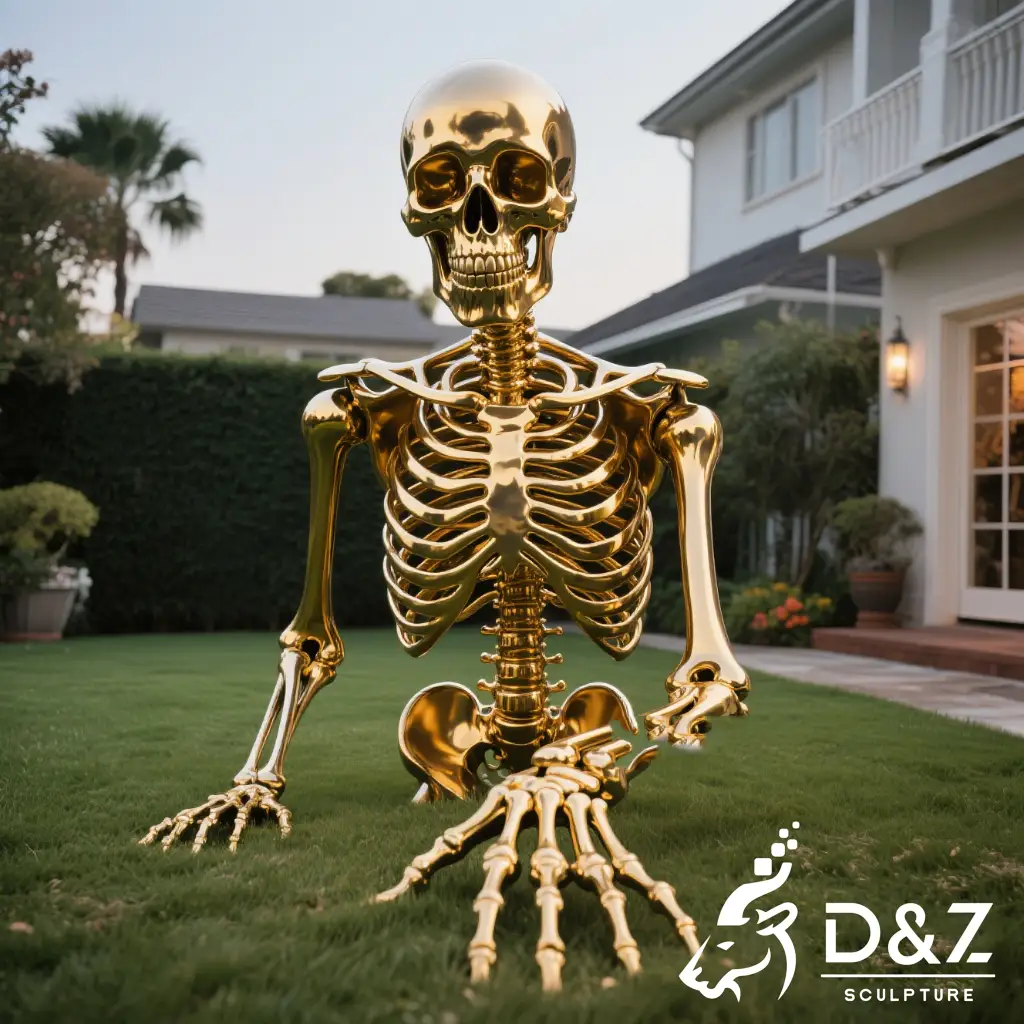 Halloween Metal Human Skeleton Sculpture Haunted House Decor DZN606-2