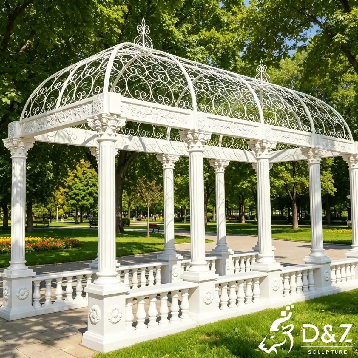  22 Marble Gazebo Designs Luxury Outdoor Stone Pavilions-14