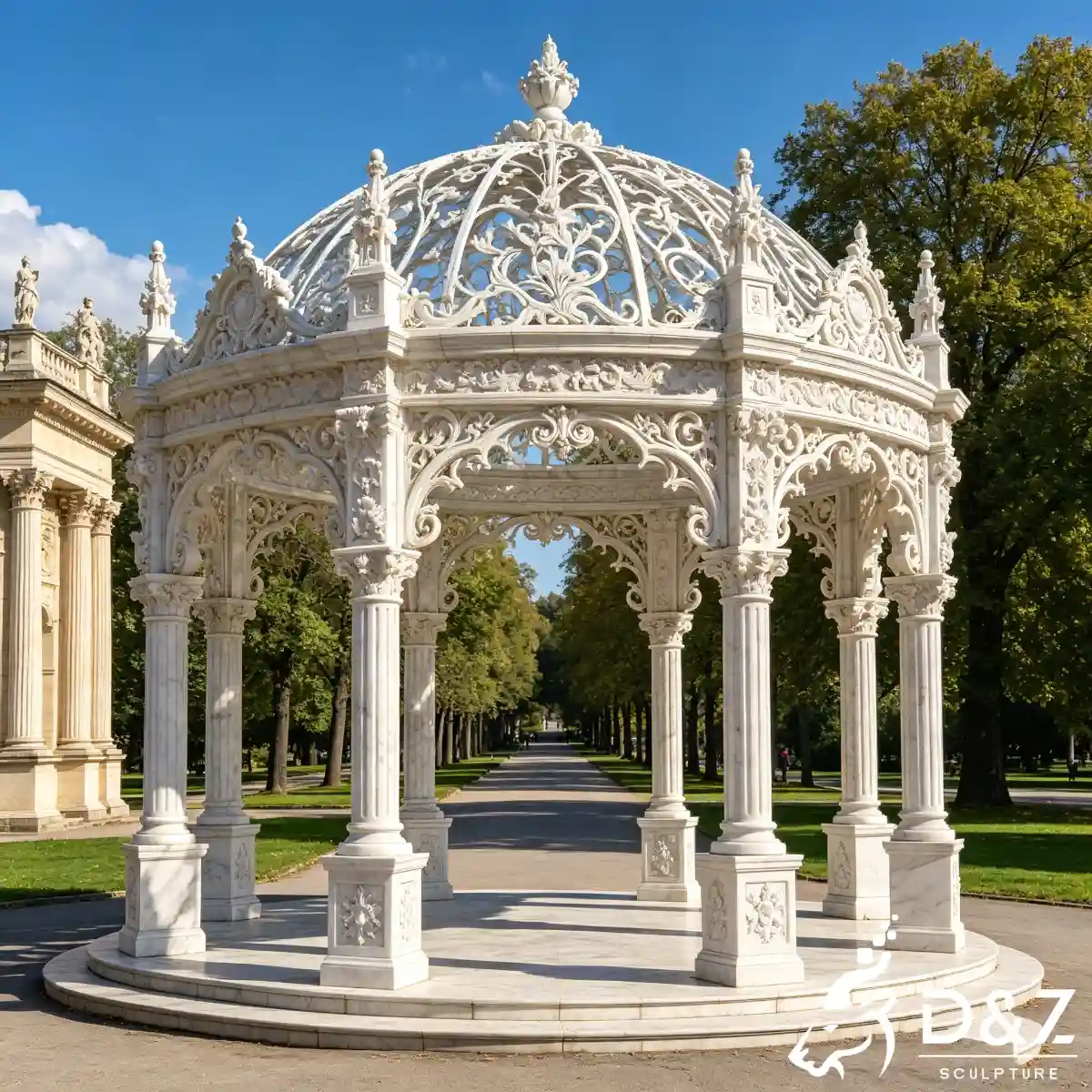  22 Marble Gazebo Designs Luxury Outdoor Stone Pavilions-20