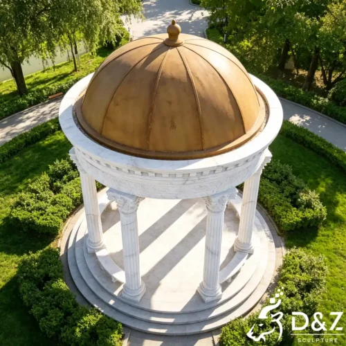 White Marble Corinthian Roman Column Gazebo with Gold Dome DZN626-5
