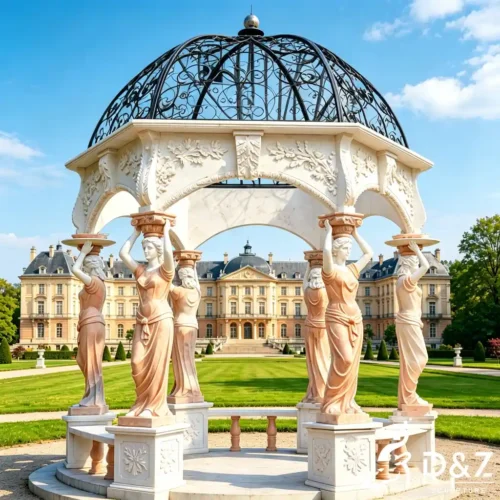 Luxury Caryatid Octagonal Gazebo with Iron Dome Pavilion DZN630-7