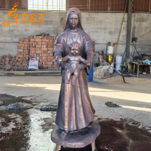 Bronze Madonna Garden Statue and Jesus Catholic Virgin Mary DZN613-1
