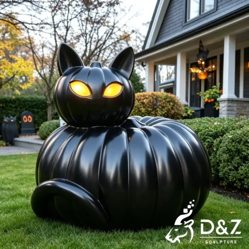 Custom Large Funny Halloween Black Cat Sculpture for Yard DZN604-1 Custom Large Funny Halloween Black Cat Sculpture for Yard DZN604-1