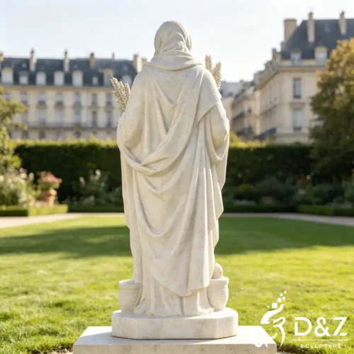 Marble St Fiacre Garden Statue Patron Saint of Gardeners DZN619-1