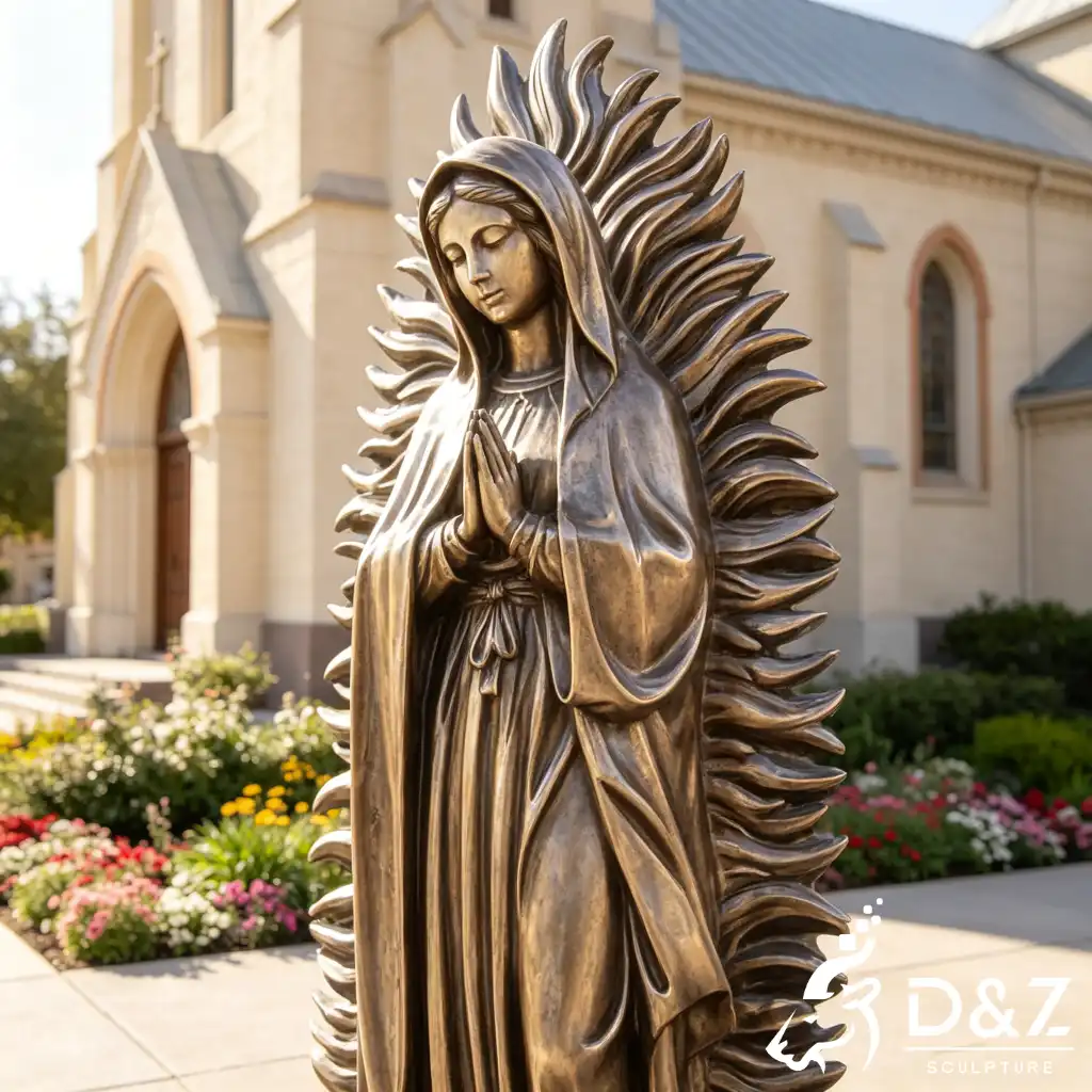 Our Lady of Guadalupe Garden Statue Bronze Catholic Mary DZN620-6