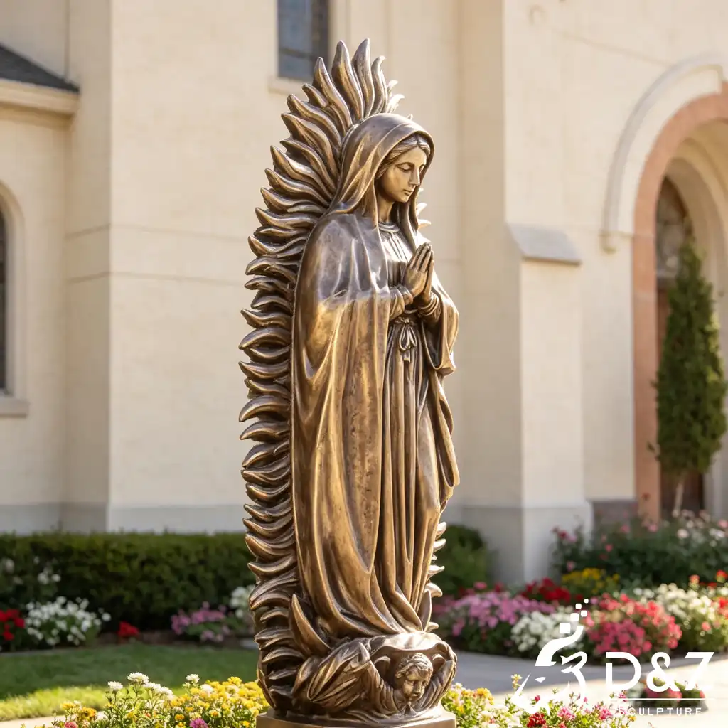 Our Lady of Guadalupe Garden Statue Bronze Catholic Mary DZN620-7