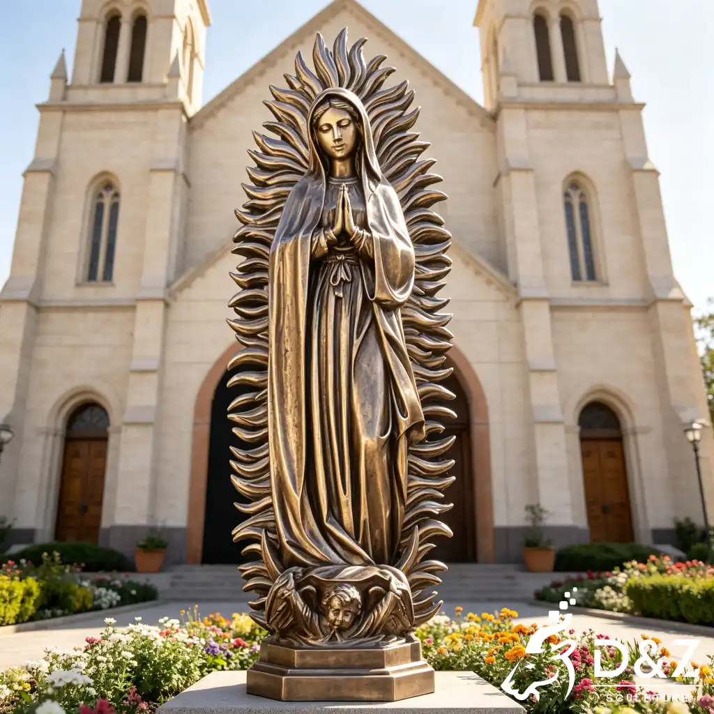 Our Lady of Guadalupe Garden Statue Bronze Catholic Mary DZN620-1