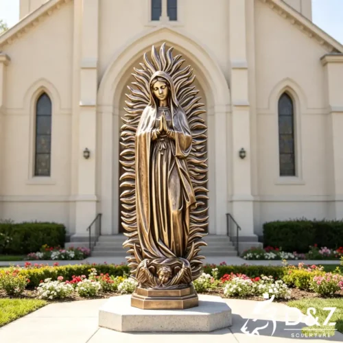 Our Lady of Guadalupe Garden Statue Bronze Catholic Mary DZN620-2