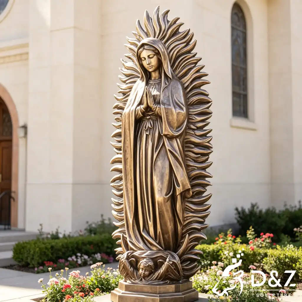 Our Lady of Guadalupe Garden Statue Bronze Catholic Mary DZN620-4