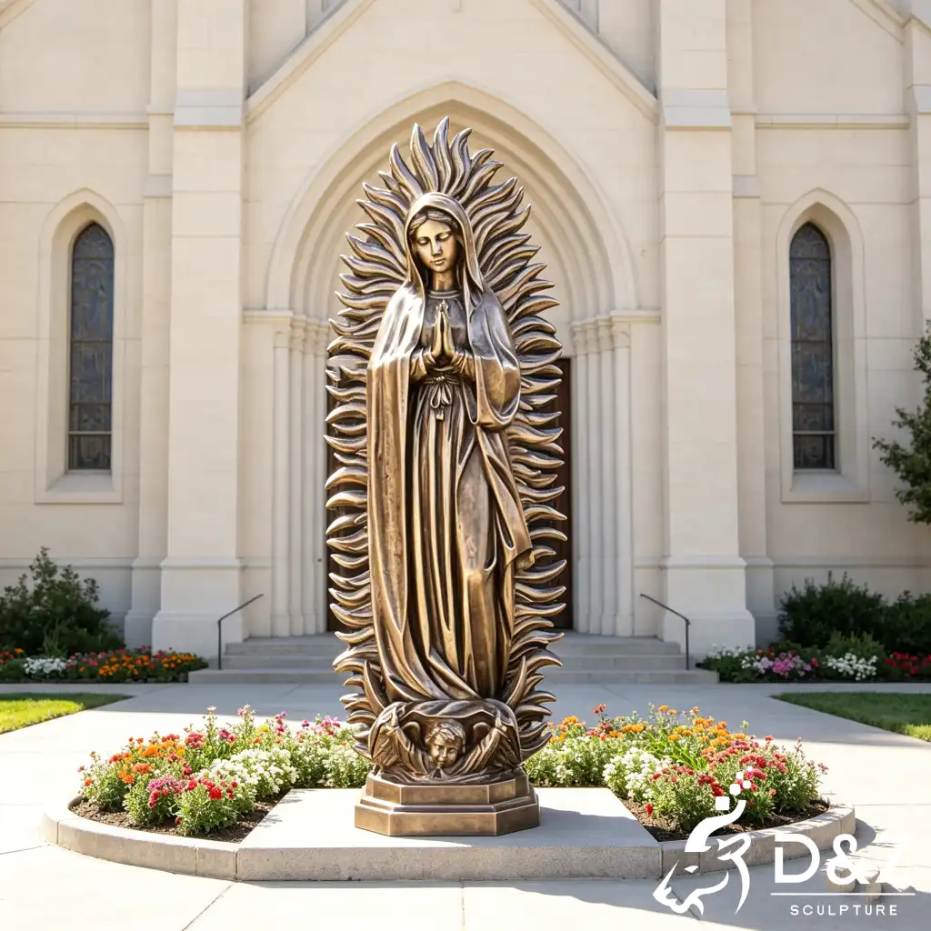 Our Lady of Guadalupe Garden Statue Bronze Catholic Mary DZN620-5