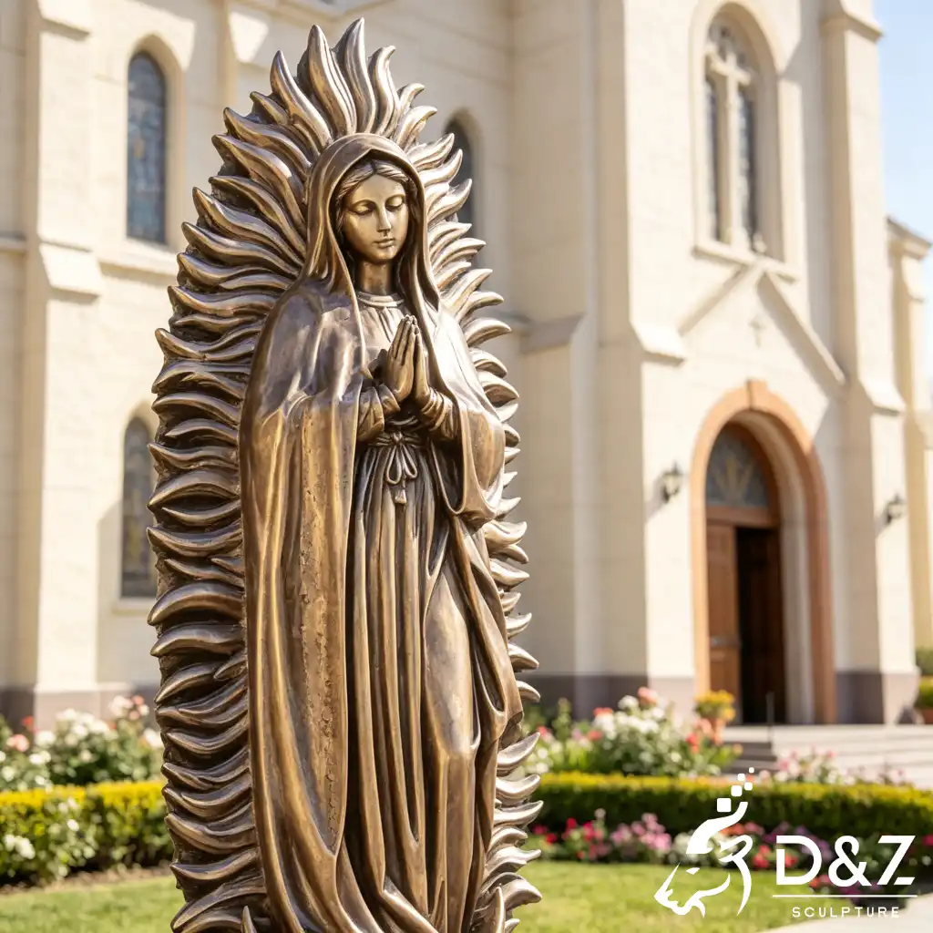 Our Lady of Guadalupe Garden Statue Bronze Catholic Mary DZN620-8