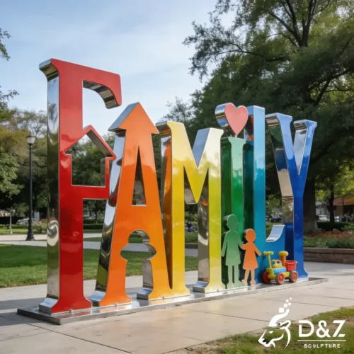 Colorful Family Word Sculpture Outdoor Metal Love Art DZN582-1