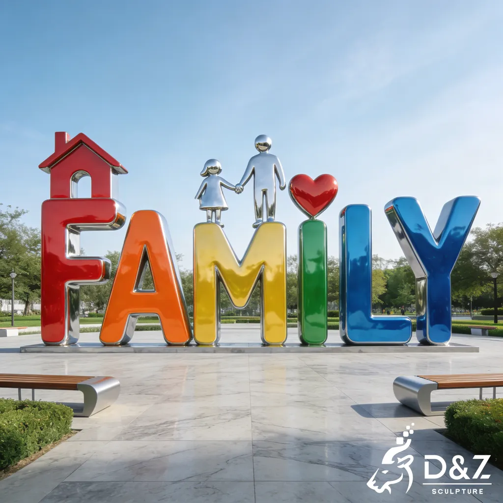 Colorful Family Word Sculpture Outdoor Metal Love Art DZN582-2