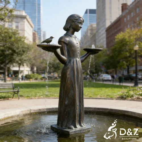 Savannah Bird Girl Statue Bronze Garden Fountain Art DZN580-1