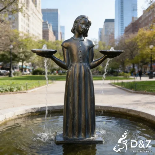 Savannah Bird Girl Statue Bronze Garden Fountain Art DZN580-2