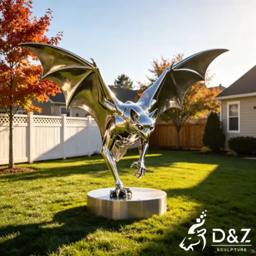 Metal Hanging Bat Sculpture Outdoor Halloween Scary Animal DZN608-2