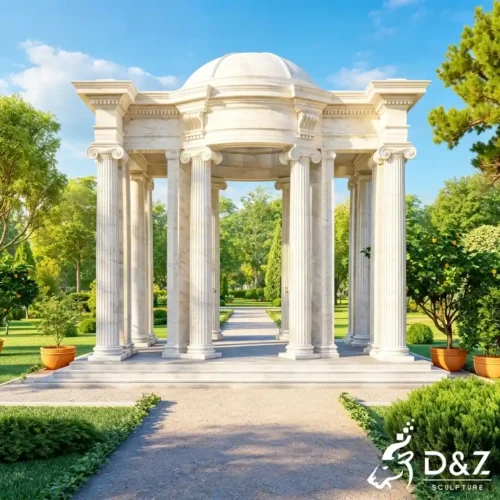 Ionic Style Marble Column Neoclassical Gazebo for Landscape DZN642-1