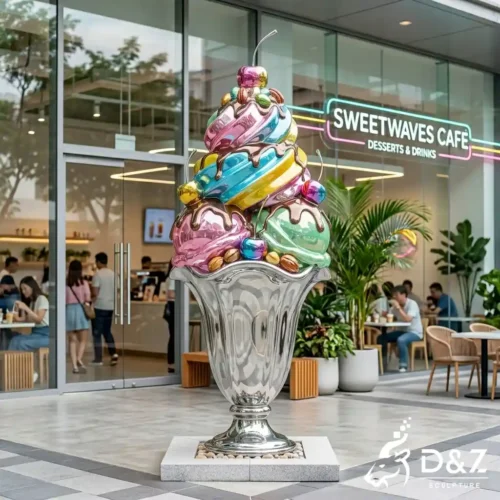 Large Metal Ice Cream Sundae Sculpture Pop Art Food DZN667-1