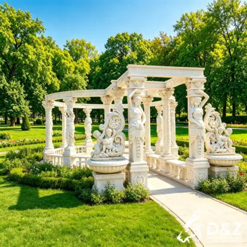 Caryatid European-style Gazebo Marble Pavilion for Wedding DZN637-1