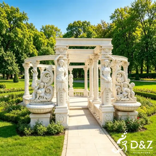 Caryatid European-style Gazebo Marble Pavilion for Wedding DZN637-2
