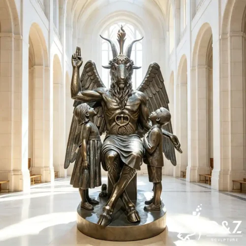 Large Satanic Temple Bronze Baphomet Statue for Garden DZN649-1