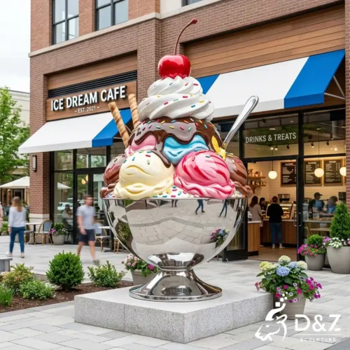 Large Metal Ice Cream Sundae Sculpture Pop Art Food DZN667-3 ice cream sundae sculpture