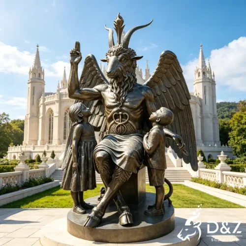 Large Satanic Temple Bronze Baphomet Statue for Garden DZN649-3