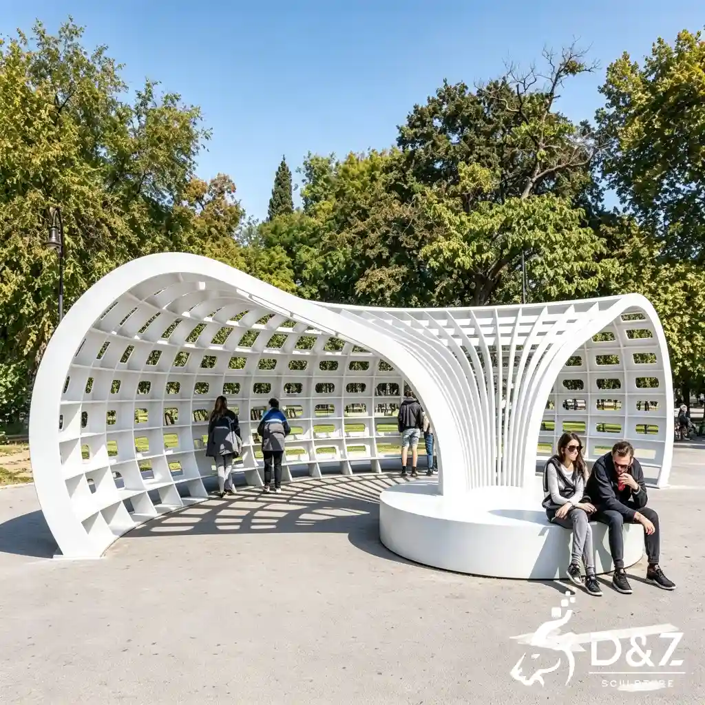 Minimalist Modern Gazebo Black Metal Frame for Leisure Time DZN657-5