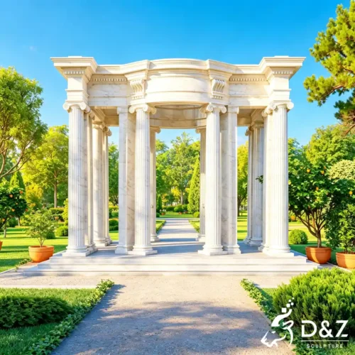 Ionic Style Marble Column Neoclassical Gazebo for Landscape DZN642-7