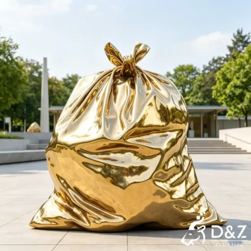 Golden Trash Bag Sculpture Mirror Stainless Steel Pop Art DZN650-1