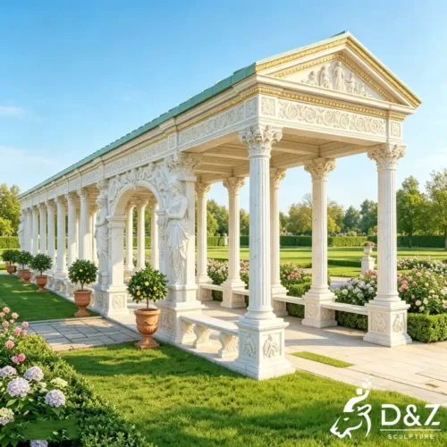 White Marble Gazebo caryatid column​ Pavilion for Garden DZN641-6