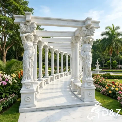Luxury Marble Caryatid Pergola Style Gazebo Pavilion DZN636-8