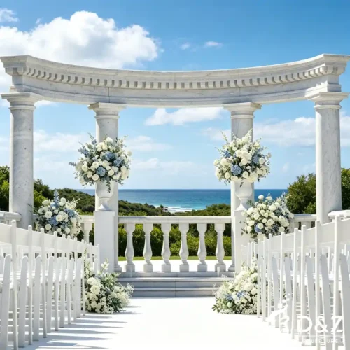 Marble Curved Colonnade Wedding Arch Backdrop for Outdoor DZN640-1