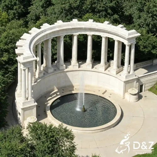 Marble Curved Colonnade Wedding Arch Backdrop for Outdoor DZN640-2