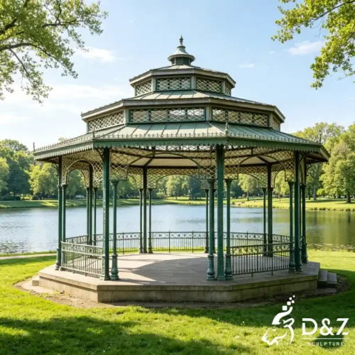 Victorian Wrought Iron Octagonal Garden Gazebo Pavilion DZN653-2