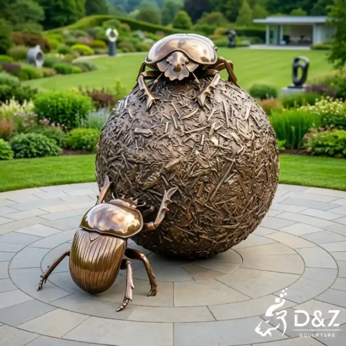 Large Bronze Dung Beetle Statue Nature Insect for Garden DZN654-1