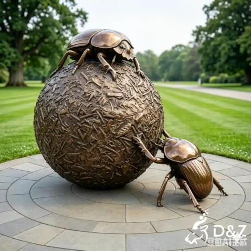 Large Bronze Dung Beetle Statue Nature Insect for Garden DZN654-5