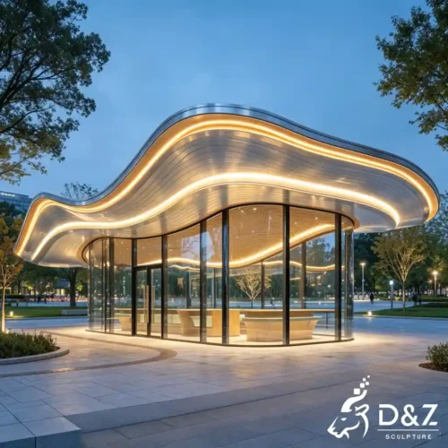 Modern Enclosed Gazebo Metall Pavilion for Commercial Kiosk DZN664-1