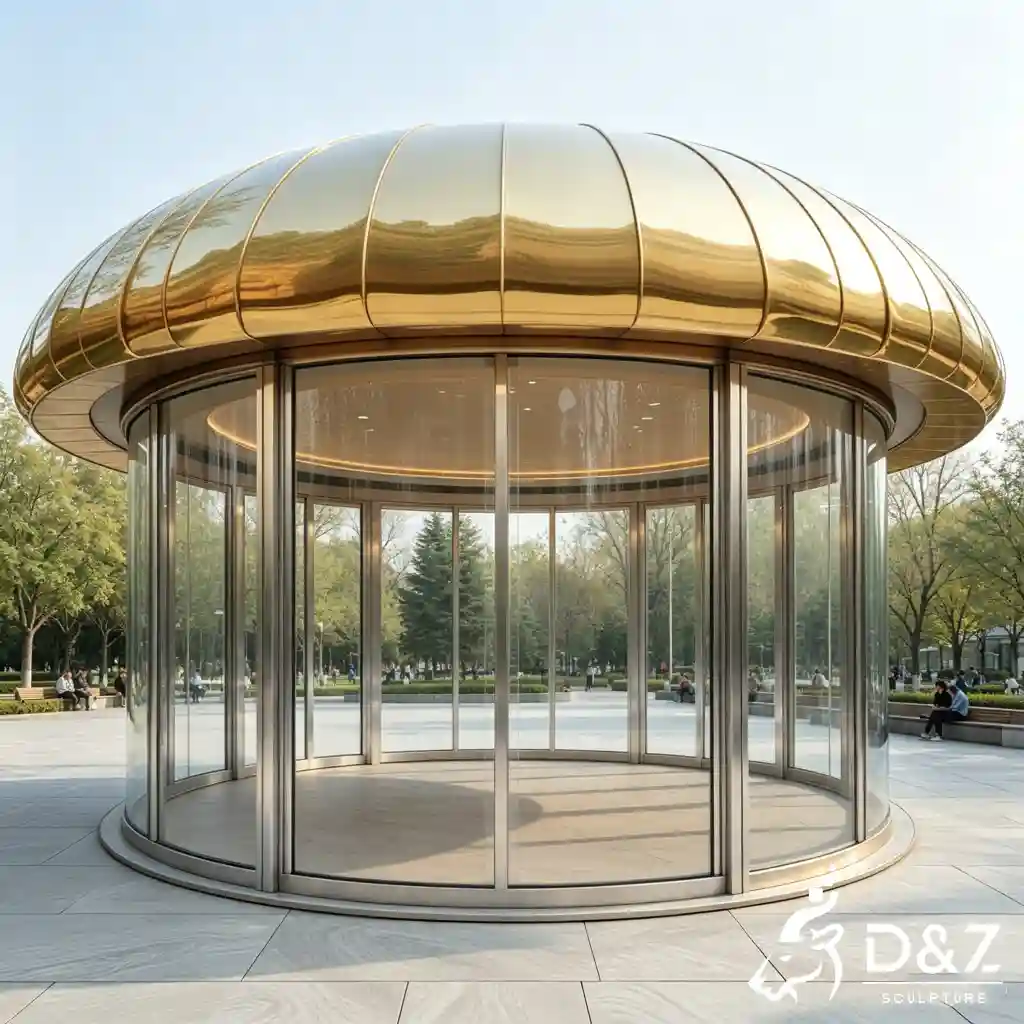 Modern Enclosed Gazebo Metall Pavilion for Commercial Kiosk DZN664-2 Modern Enclosed Gazebo Metall Pavilion for Commercial Kiosk DZN664-2